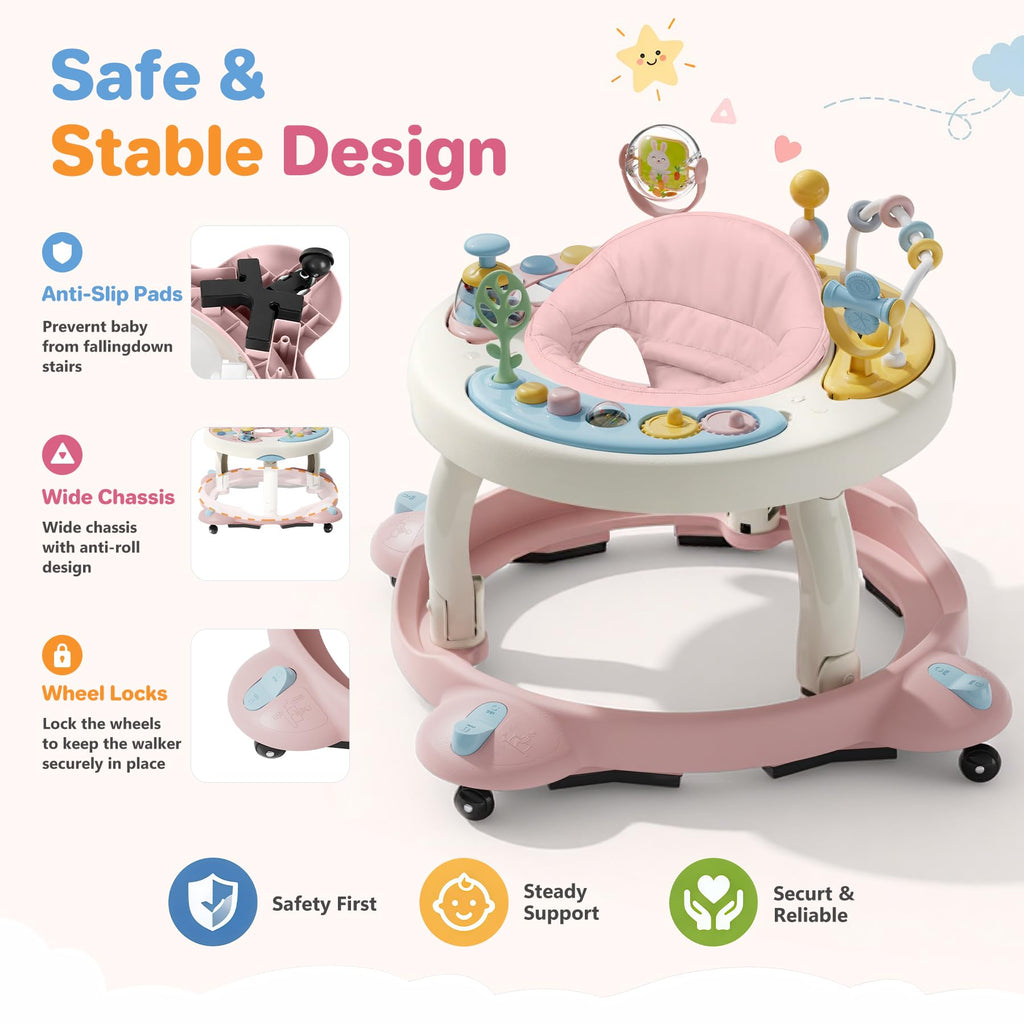 Foldable Baby Walker with Wheels and Rotating Seat E8137