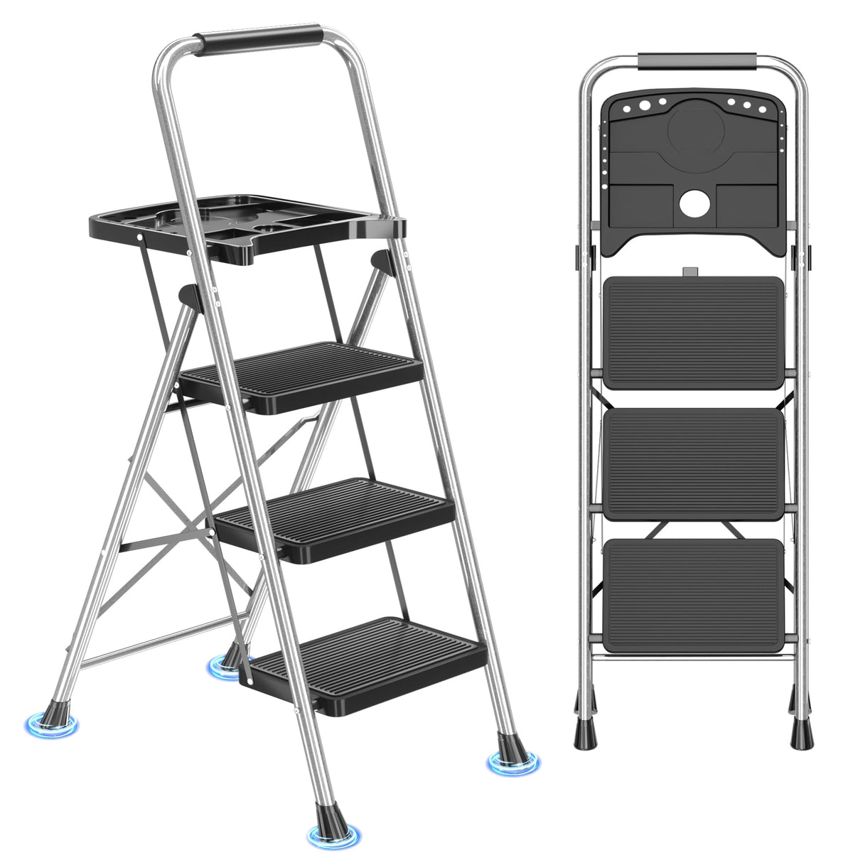 3-Step Folding Step Stool with Tool Platform U784