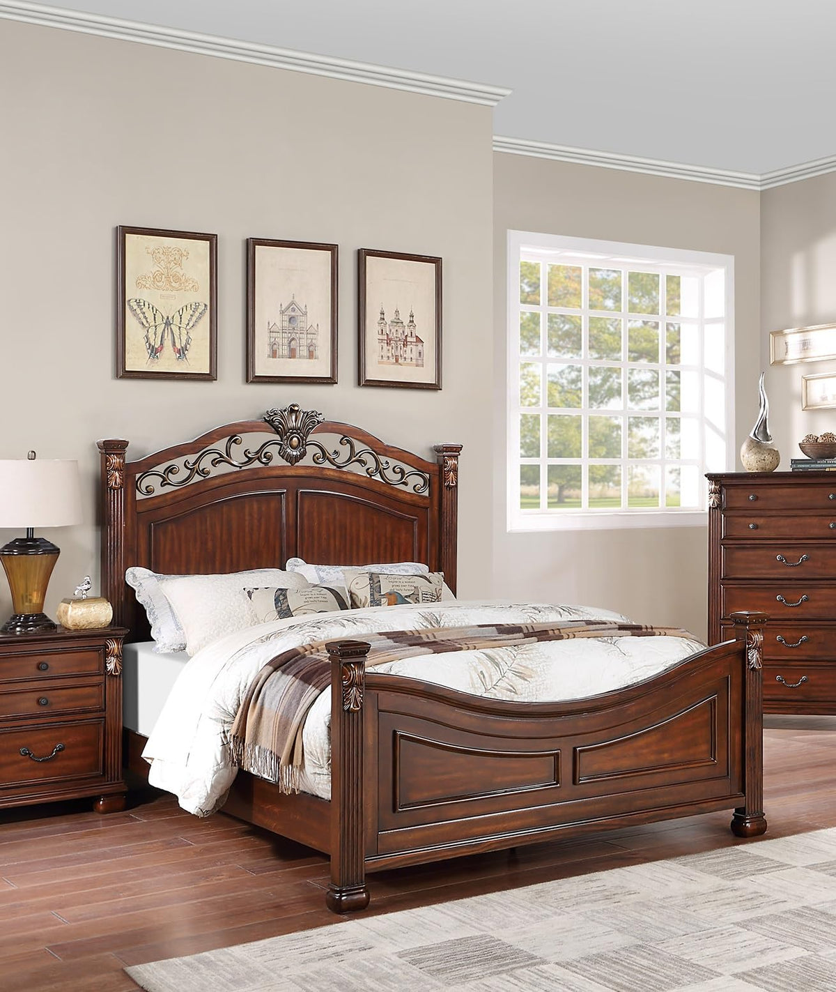 California King Size Bed with Headboard and Footboard L748579