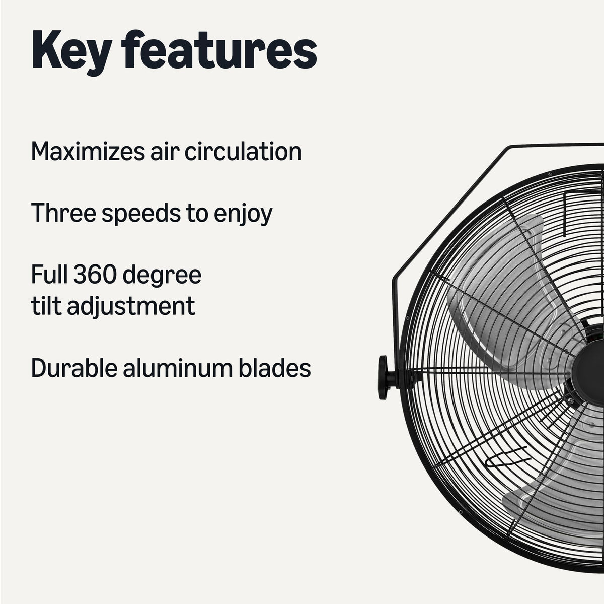 18" Indoor Wall-Mounted Industrial Fan with Three Speeds T8801