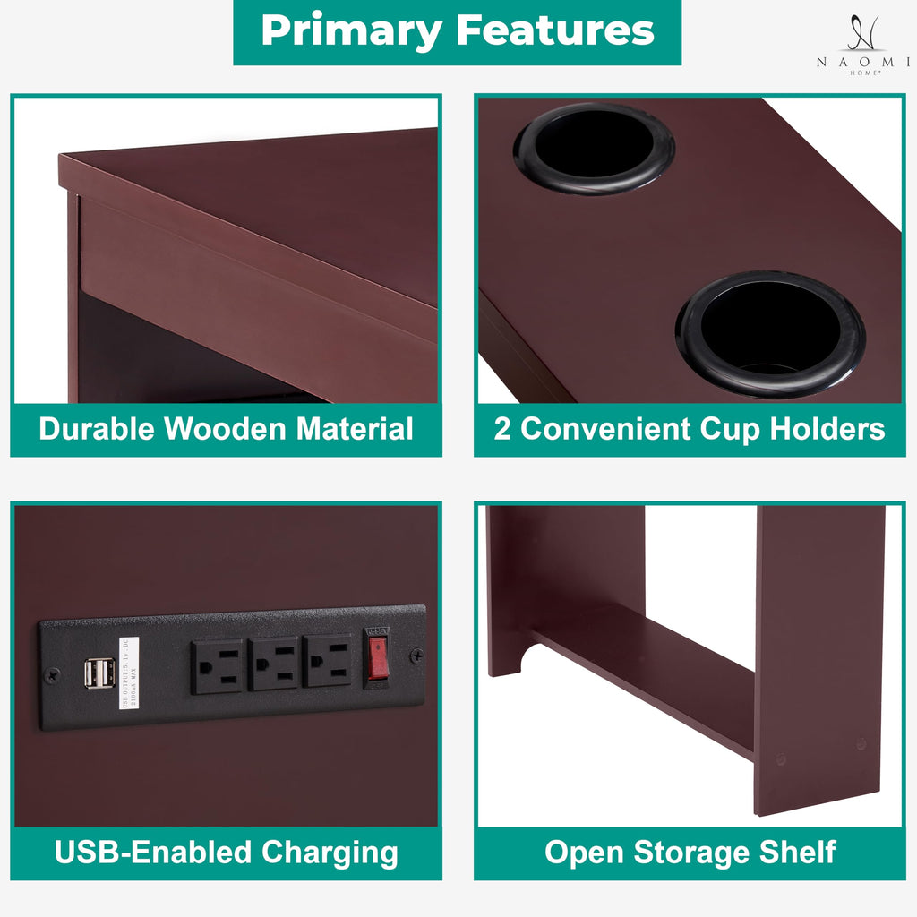 Cherry Nightstand with Charging Station X799