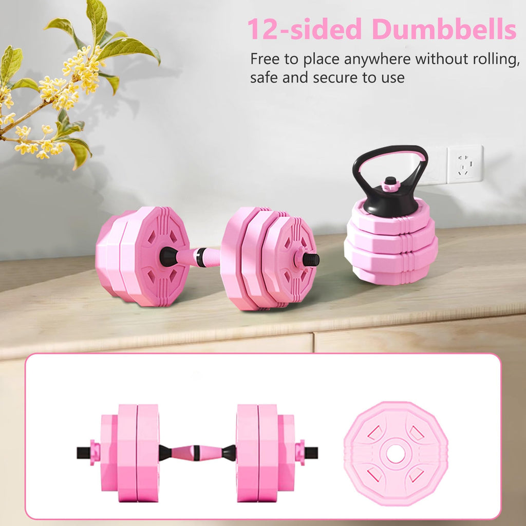 Adjustable Dumbbells Set 2 in 1 Free Weights Dumbbell Barbell Set I812537