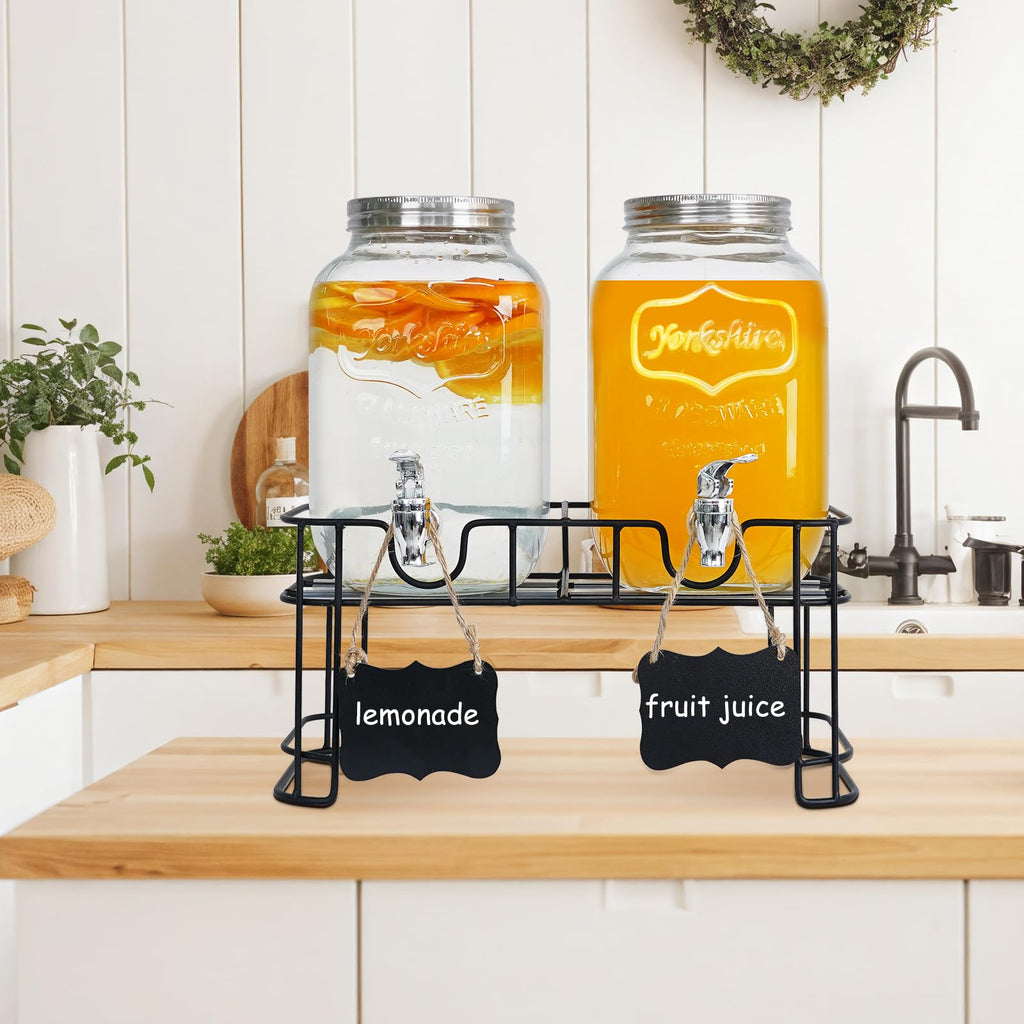 2 Pack 1 Gallon Glass Drink Dispensers G855