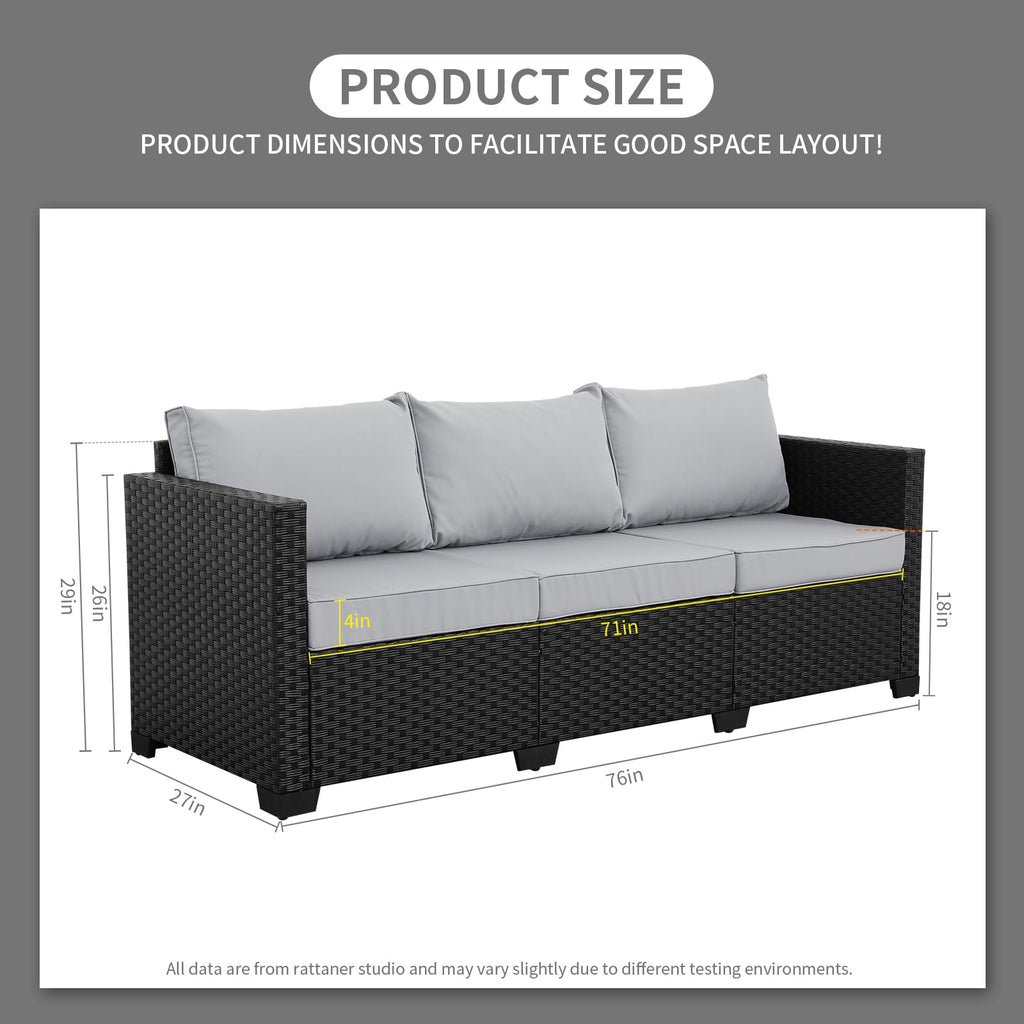 Light Grey 3-seat Outdoor Sofa with Waterproof Cover E61344
