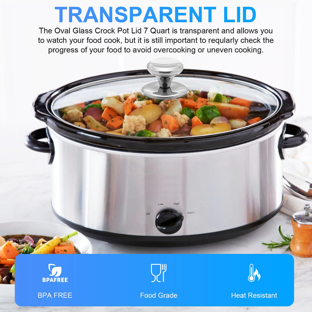 Oval Glass Lid 7 Quart Slow Cooker Replacement V695