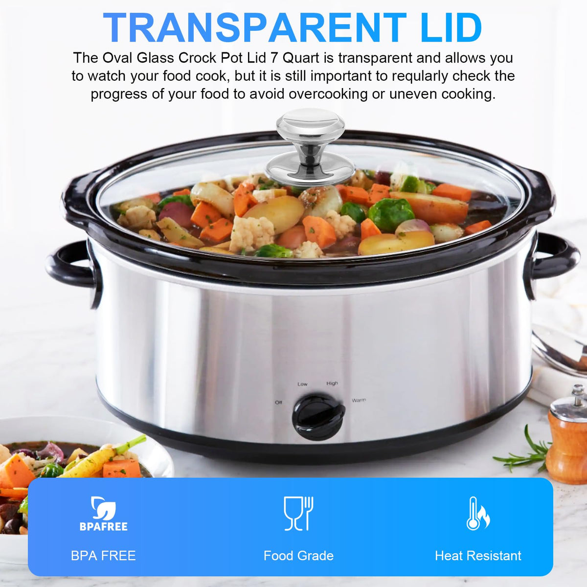Oval Glass Lid 7 Quart Slow Cooker Replacement V695