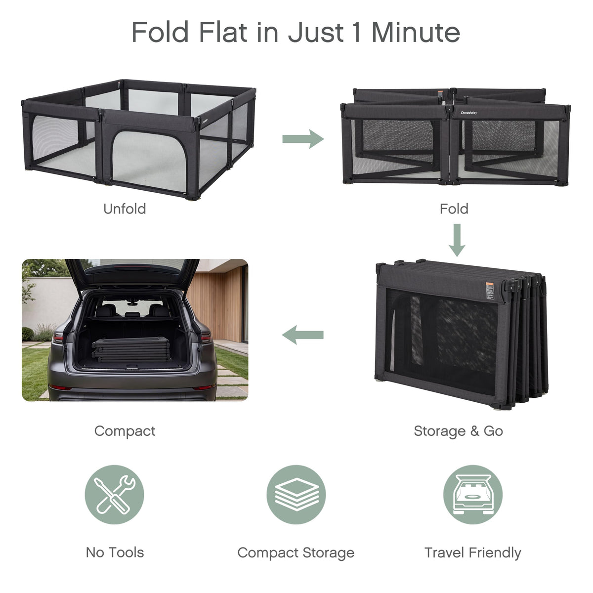 Foldable Adjustable 8-Panel Baby Playpen with Mesh S9302