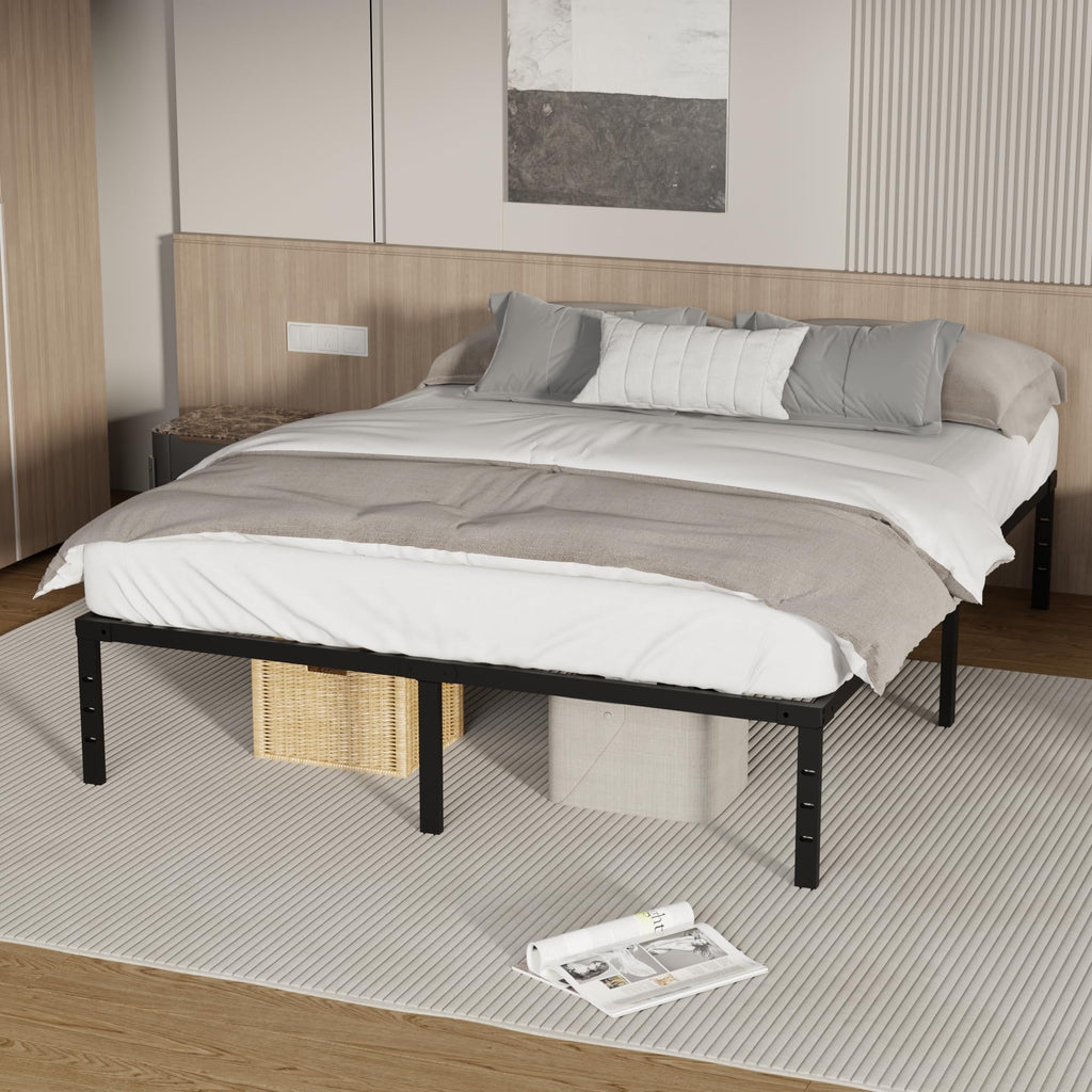 18 Inch Queen Size Metal Platform Bed Frame with Underbed Storage M3191