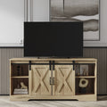 Sliding Barn Door Wood TV Stand with Adjustable Shelves D68330