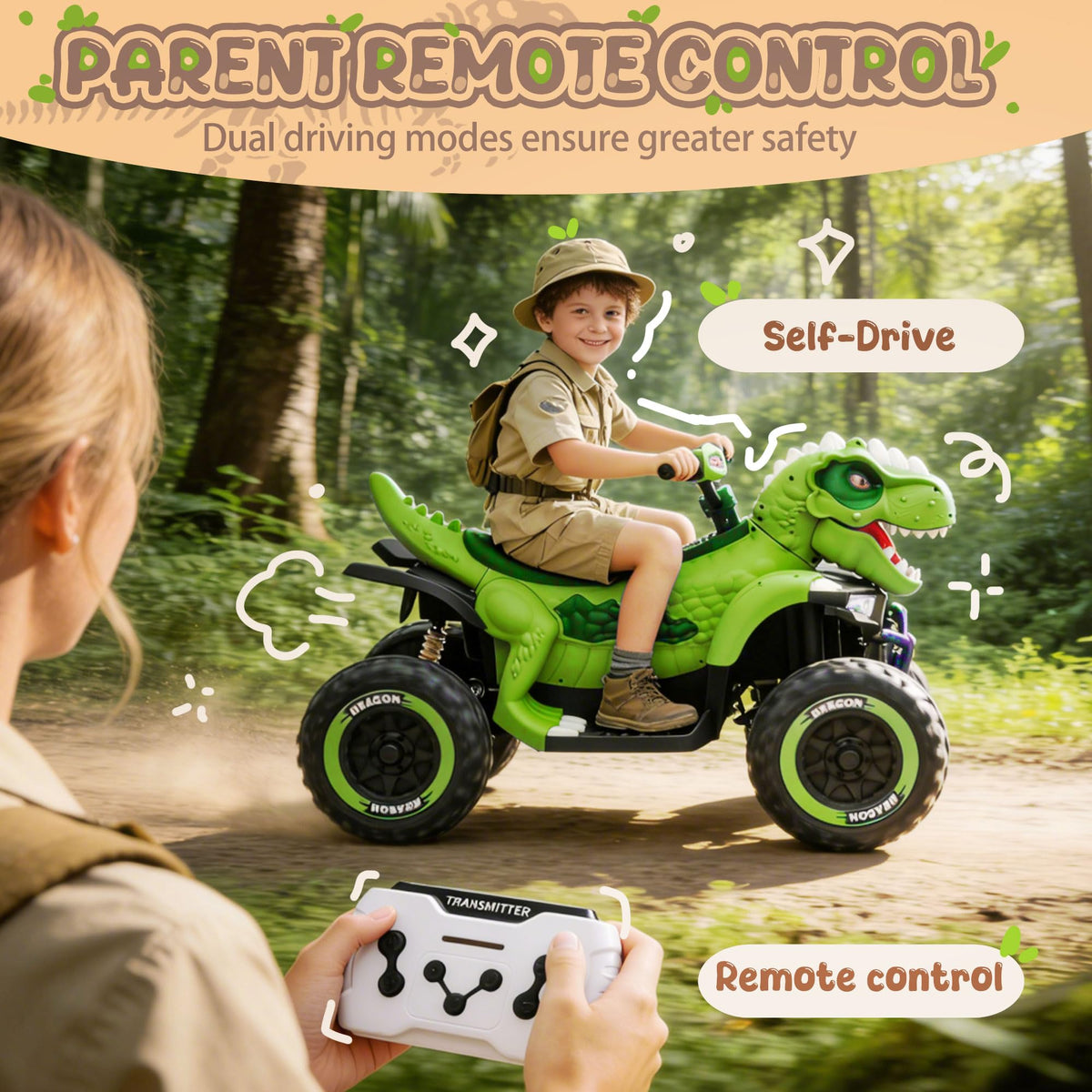 24V 2-Seater Ride on ATV with Parental Control E24431