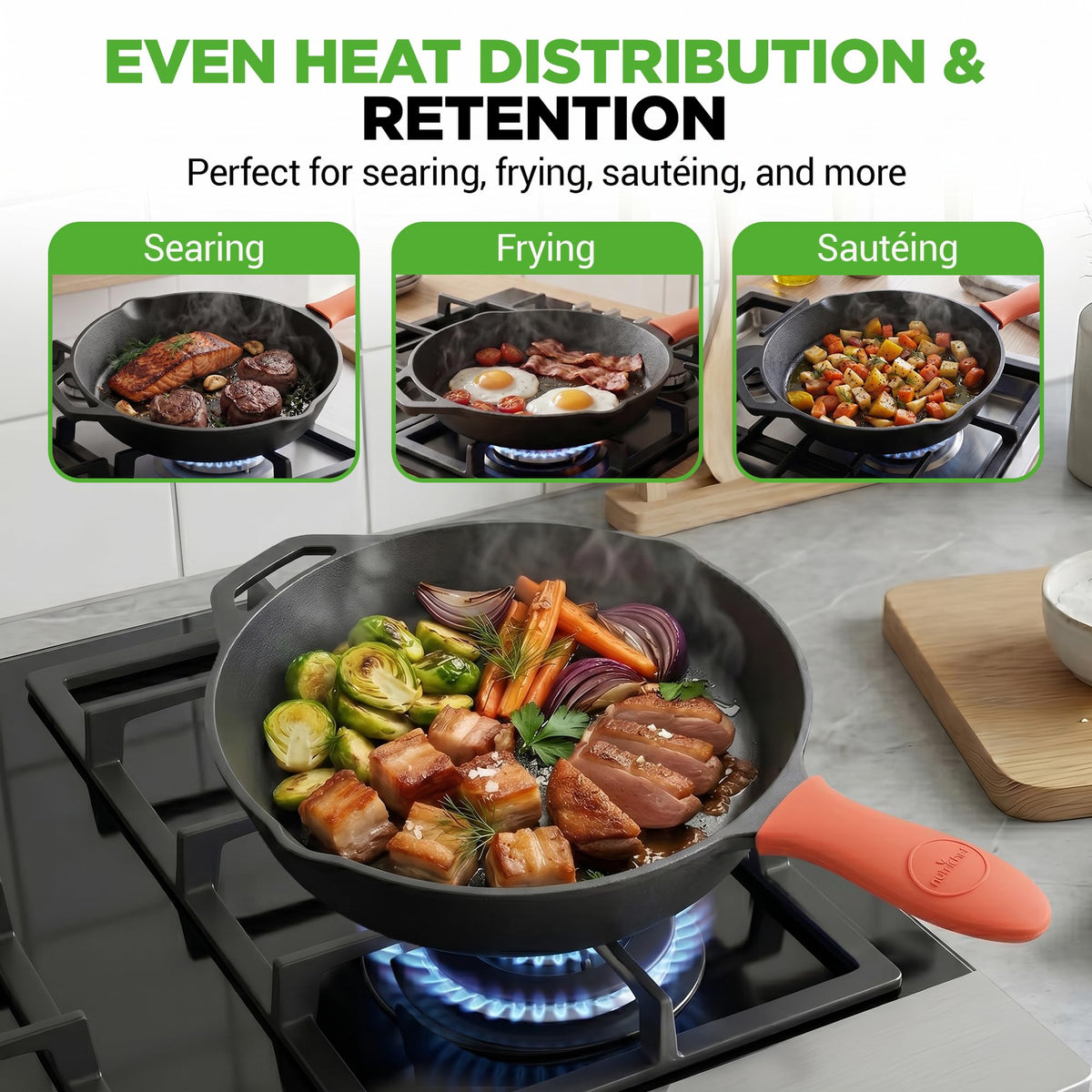 10" Pre-Seasoned Cast Iron Skillet with Glass Lid S5910