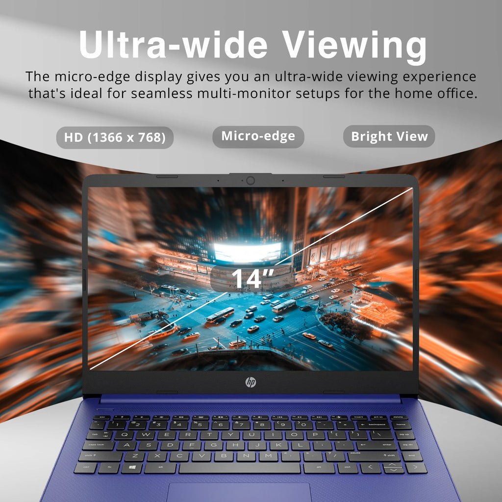 14" HD Laptop Intel Celeron N4120 4GB RAM 224GB Storage Blue O12222