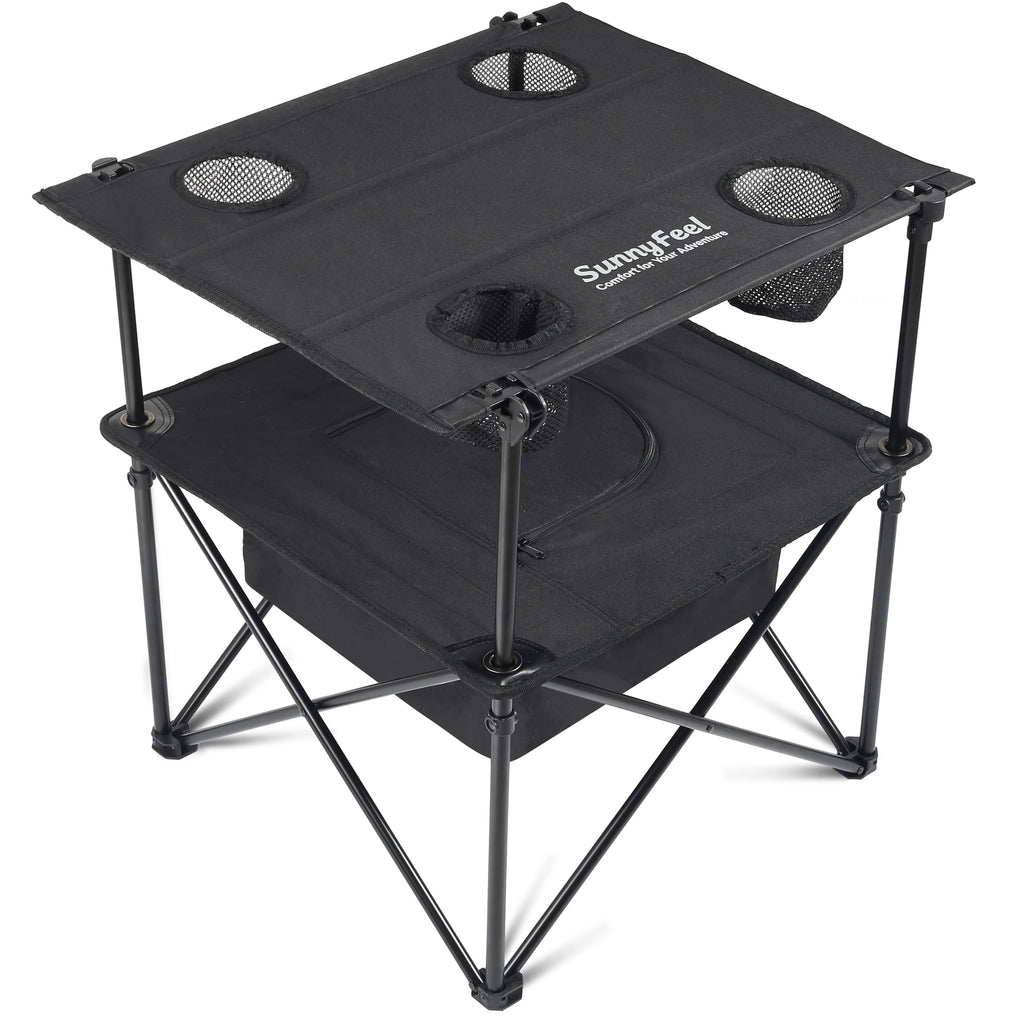 Black Folding Camping Table with Cooler Bag D27314