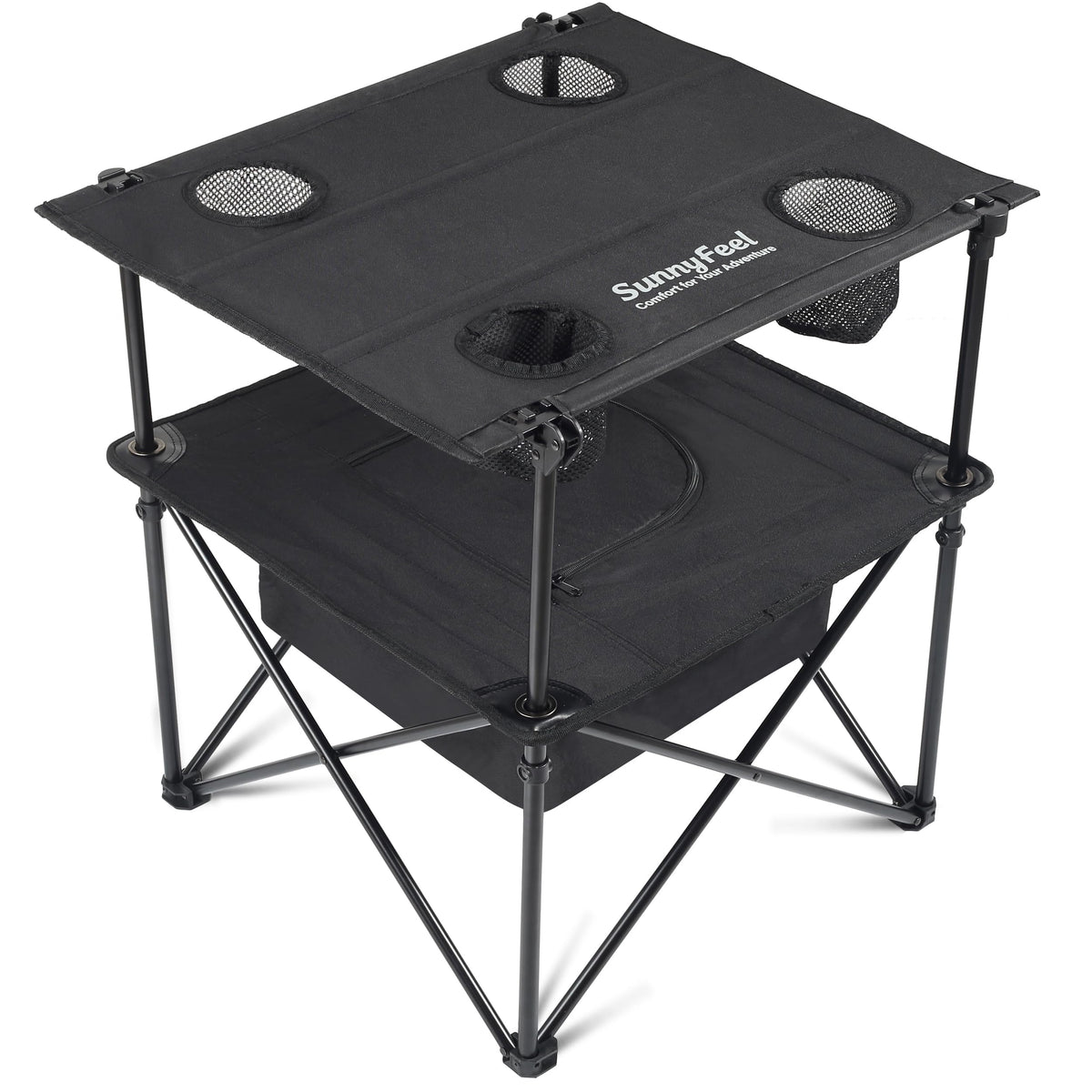 Black Folding Camping Table with Cooler Bag D27314
