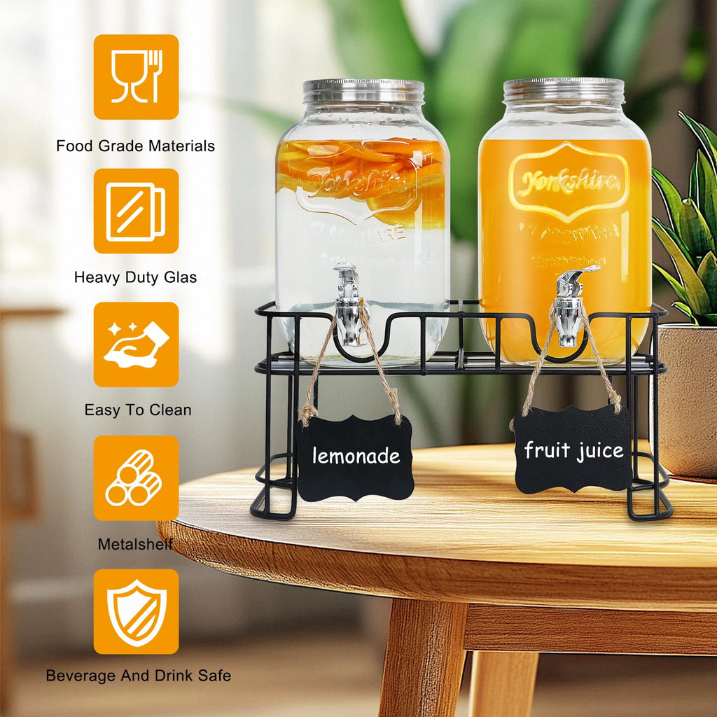 2 Pack 1 Gallon Glass Drink Dispensers G855