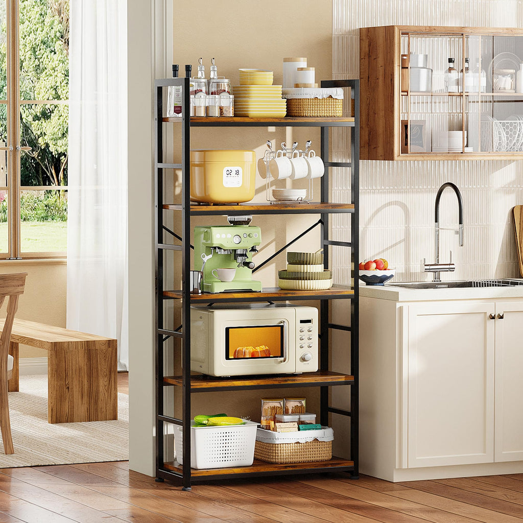 32 Inch 5-Tier Wood Metal Bookshelf O969321