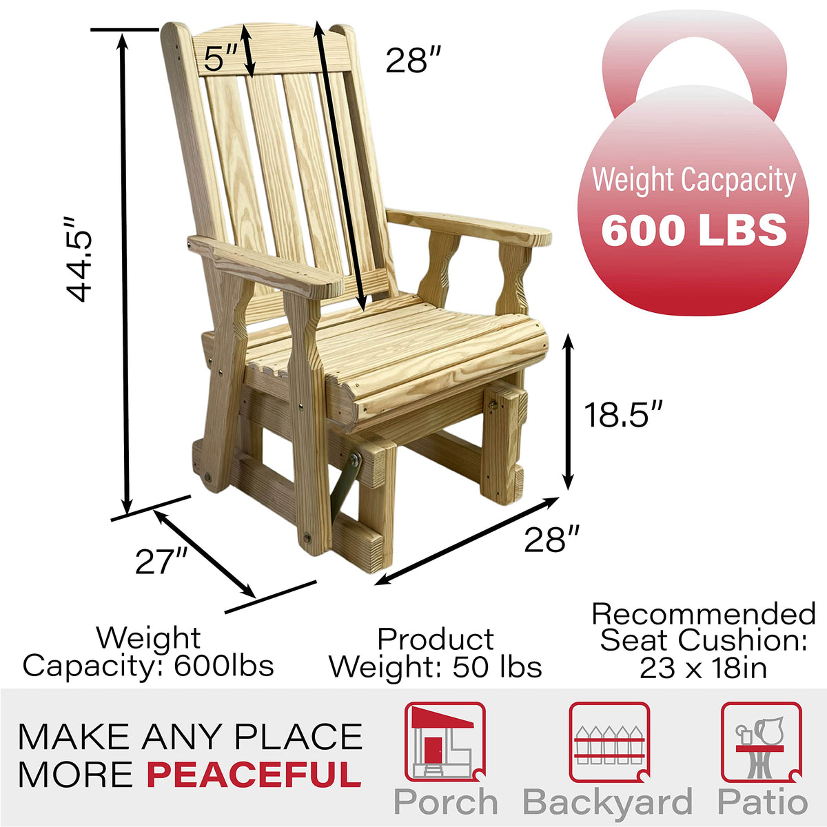 Heavy Duty 600 Lb High Back Glider Chair N55787