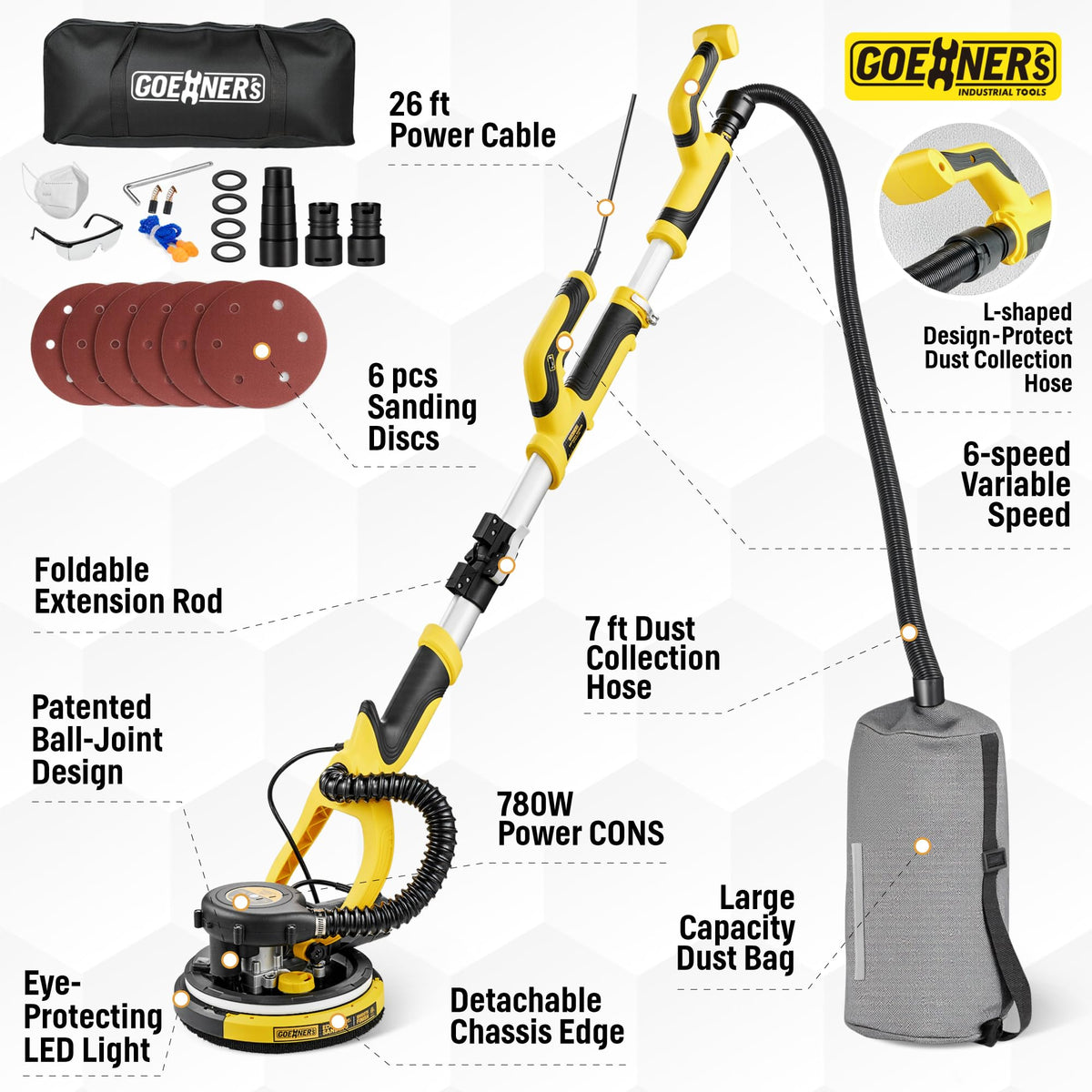 Electric Drywall Sander with Vacuum B132