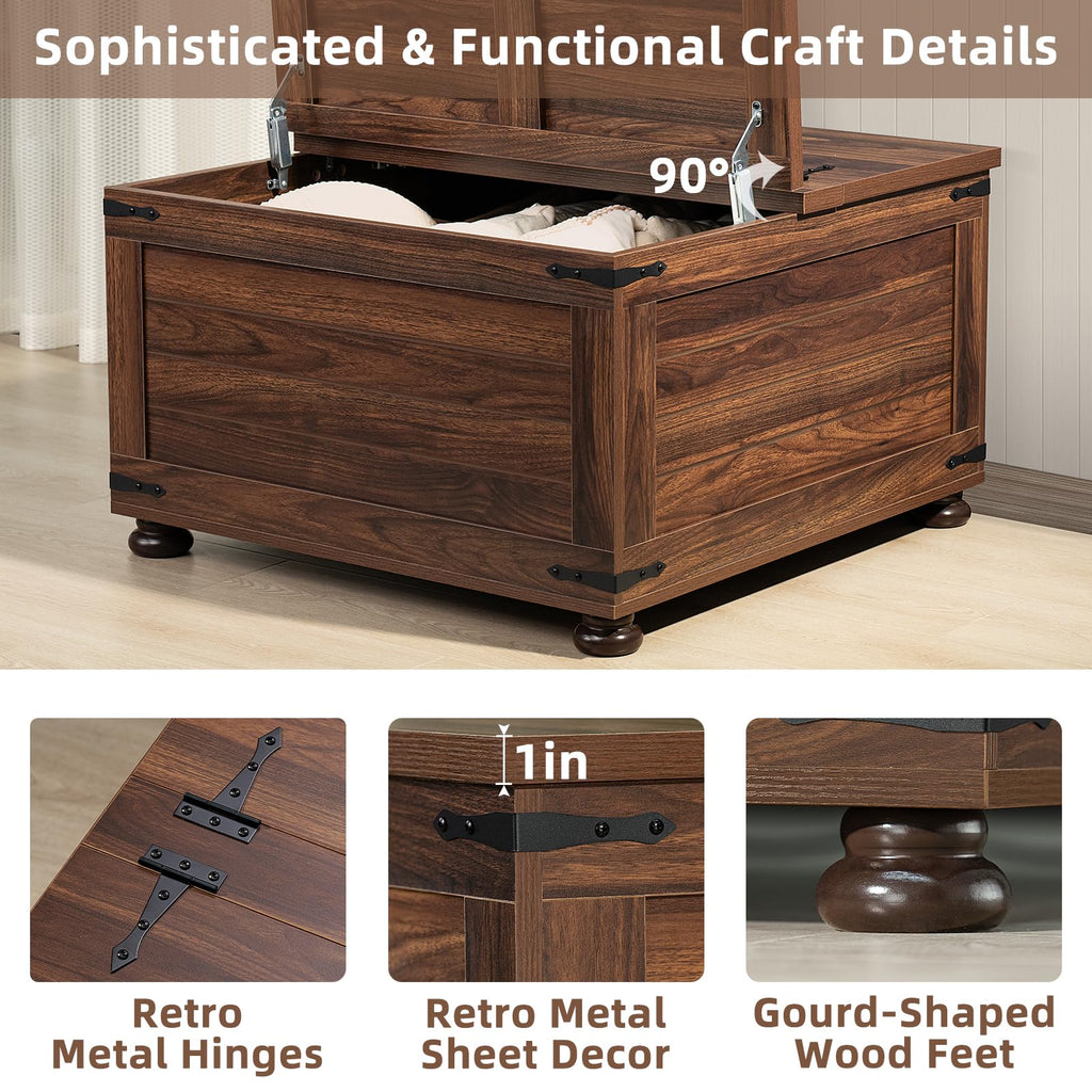 Brown Walnut Coffee Table with Hidden Storage S508
