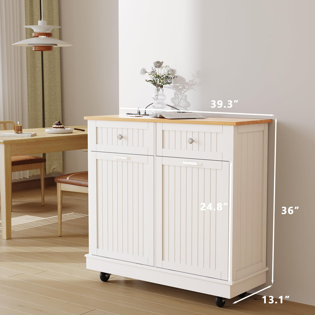 White 20 Gallons Tilt-Out Trash Can Cabinet W191663