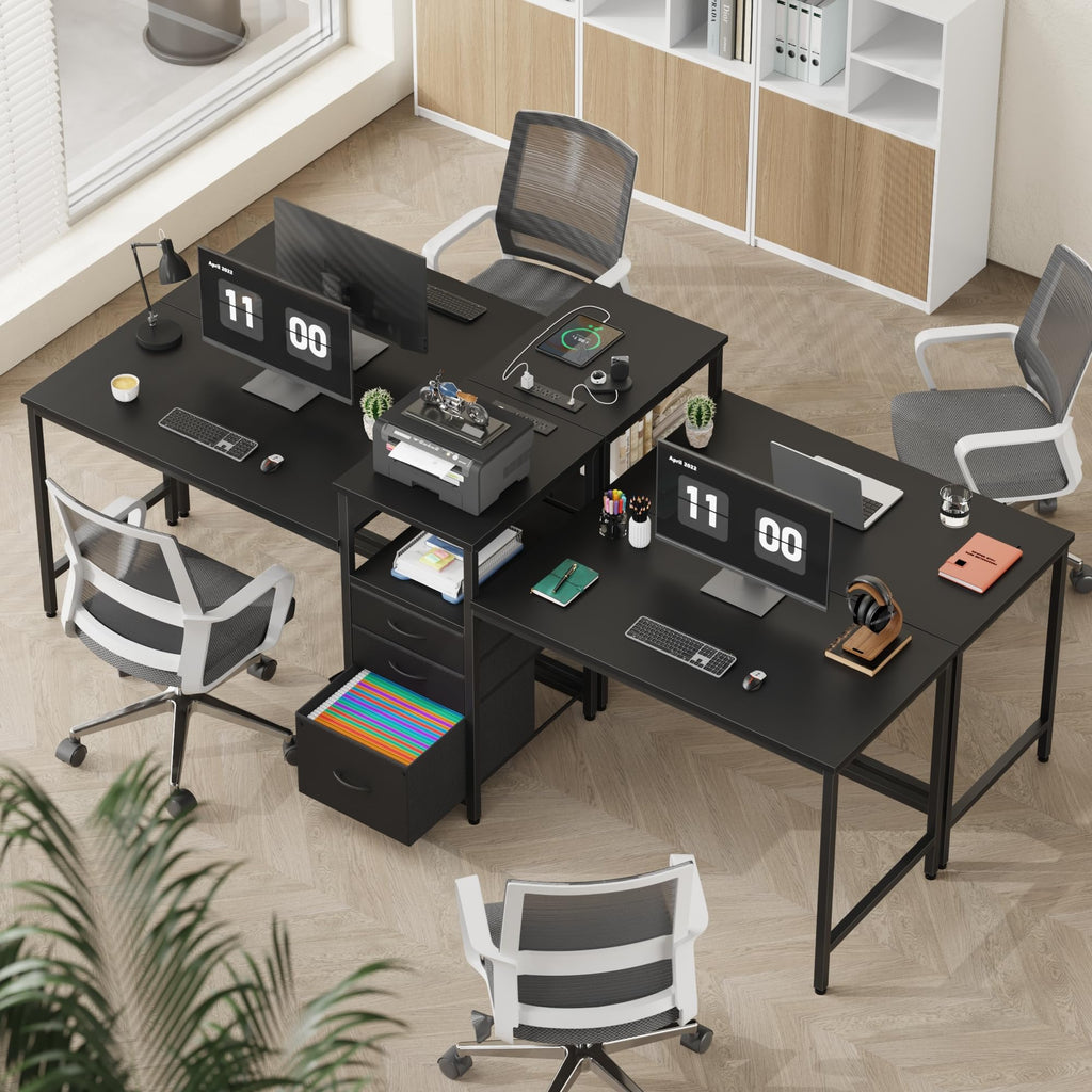 Two Person Desk with Charging Station D708