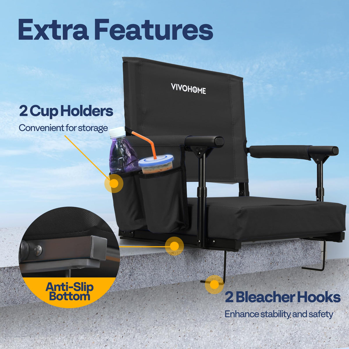 Stadium Seat with Back Support and 2.8" Cushion X42569