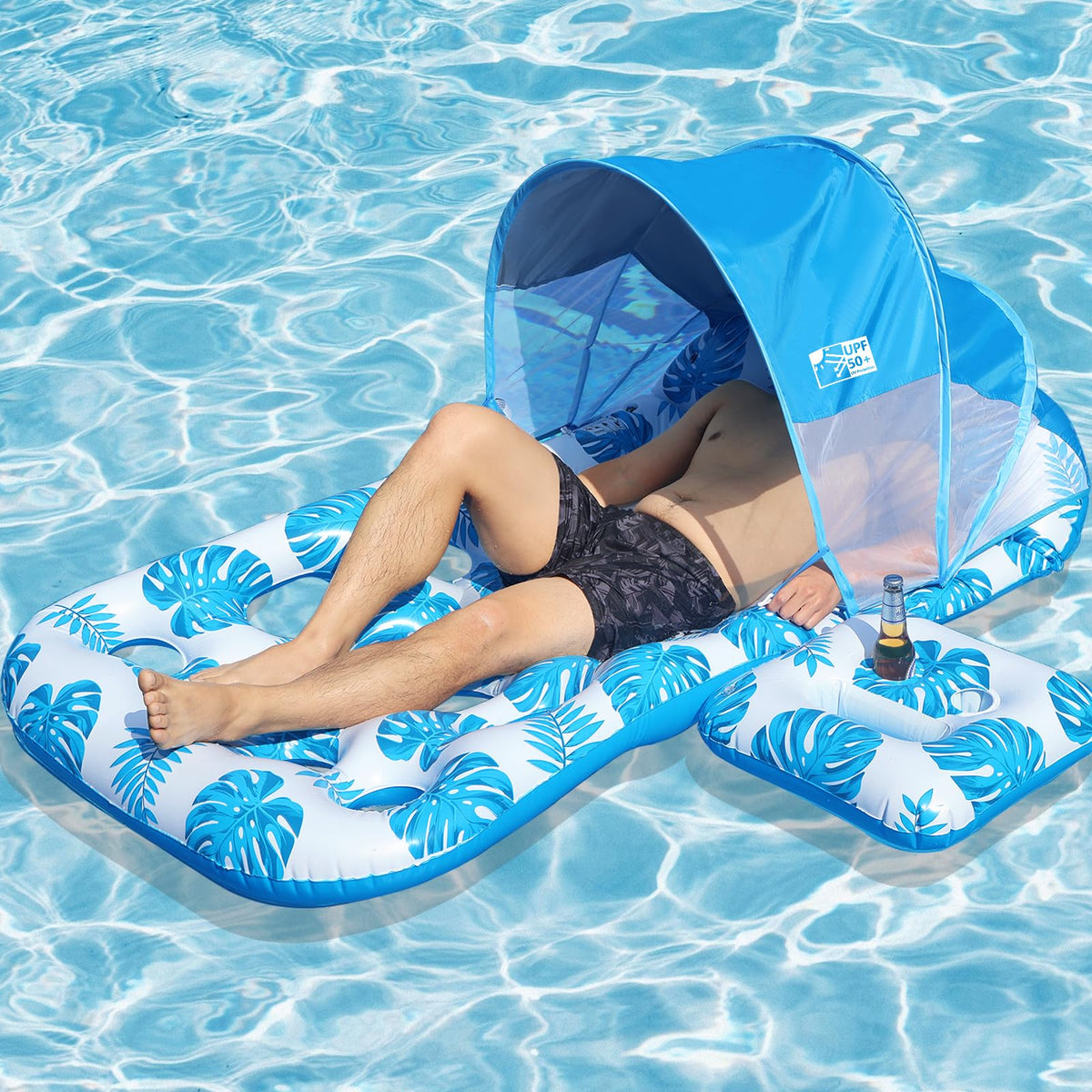 Inflatable Pool Float with UPF 50+ Sunshade Canopy N2694