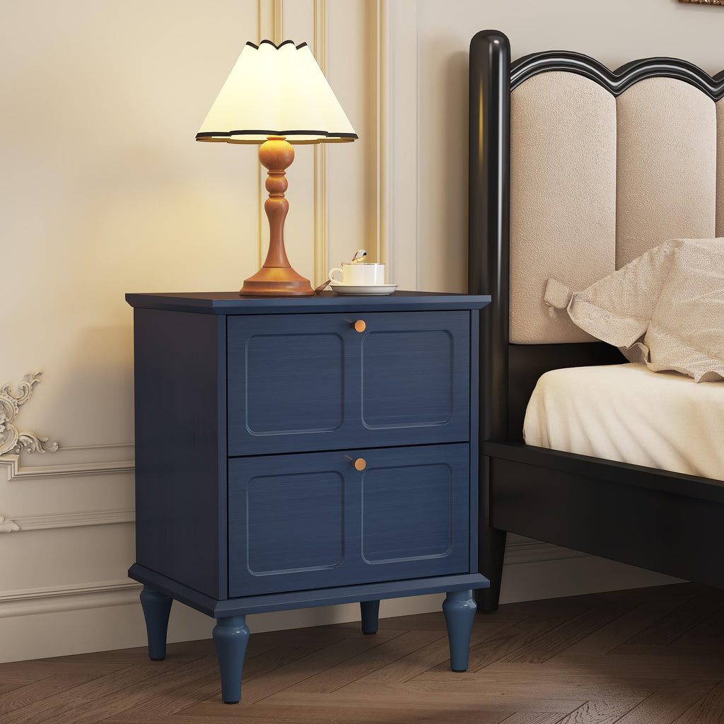Blue Wood Nightstands Set of 2 with 2 Drawers M59374
