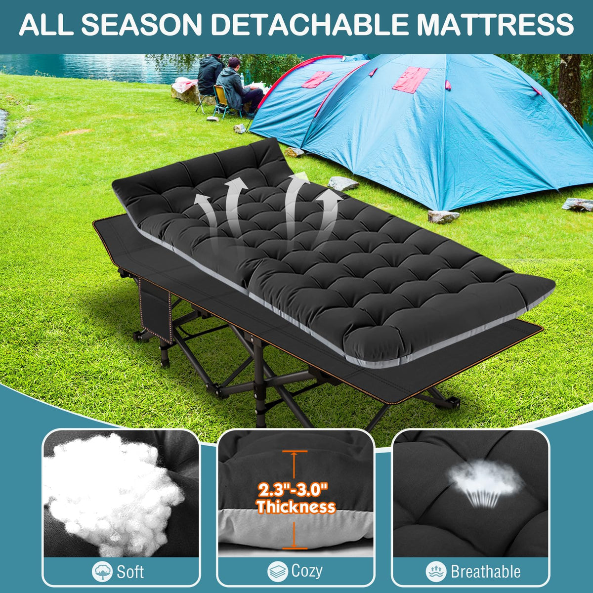 Oversized Folding Camping Cot with Carry Bag D931