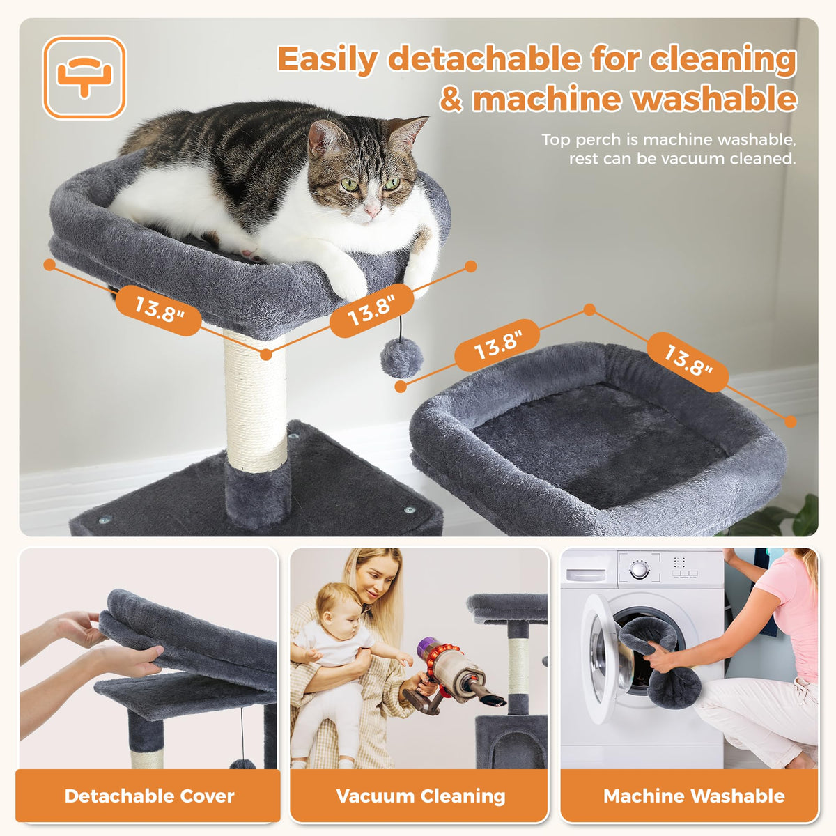 70 Inches Tall Dark Gray Cat Tree with 2 Condos Y9737