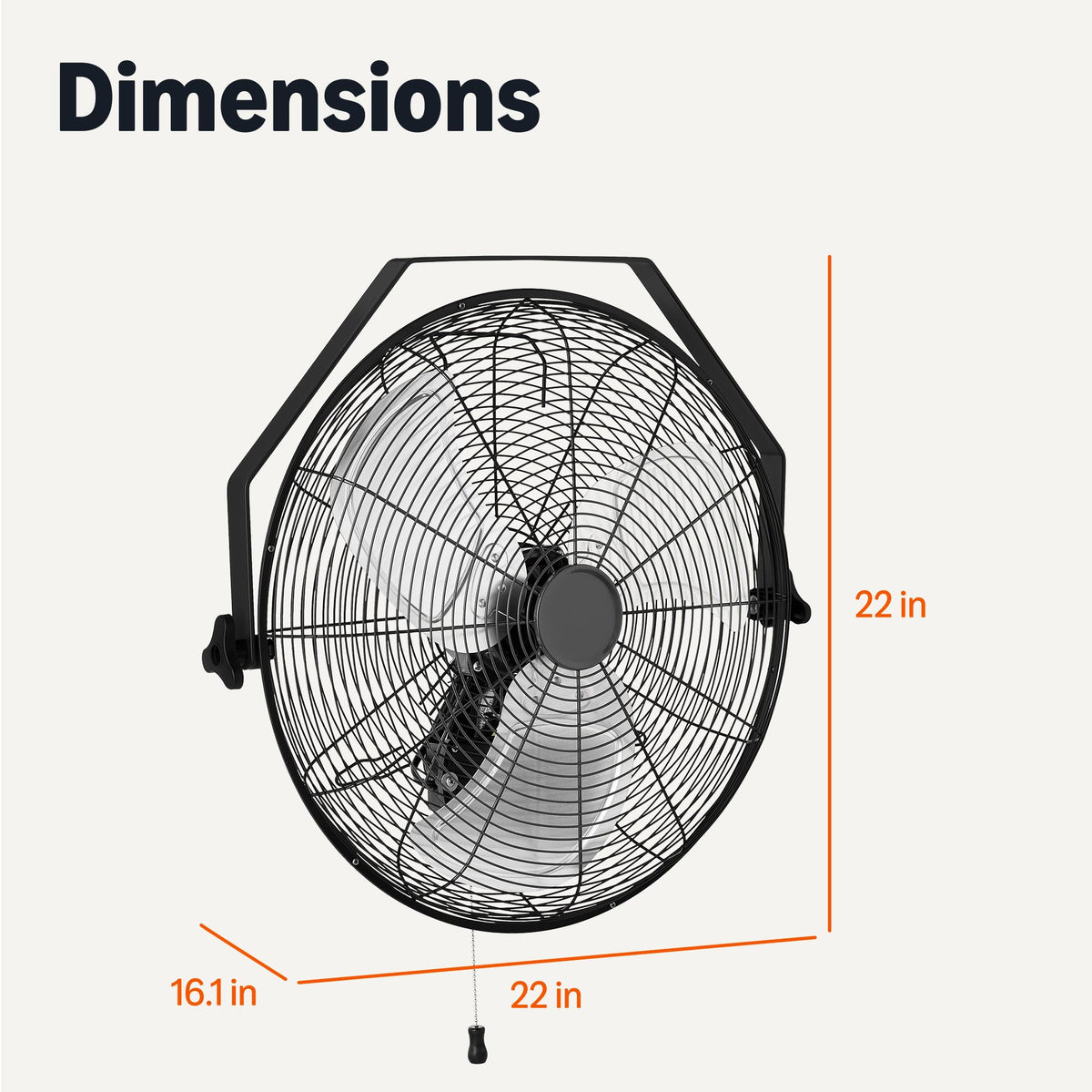 18" Indoor Wall-Mounted Industrial Fan with Three Speeds T8801