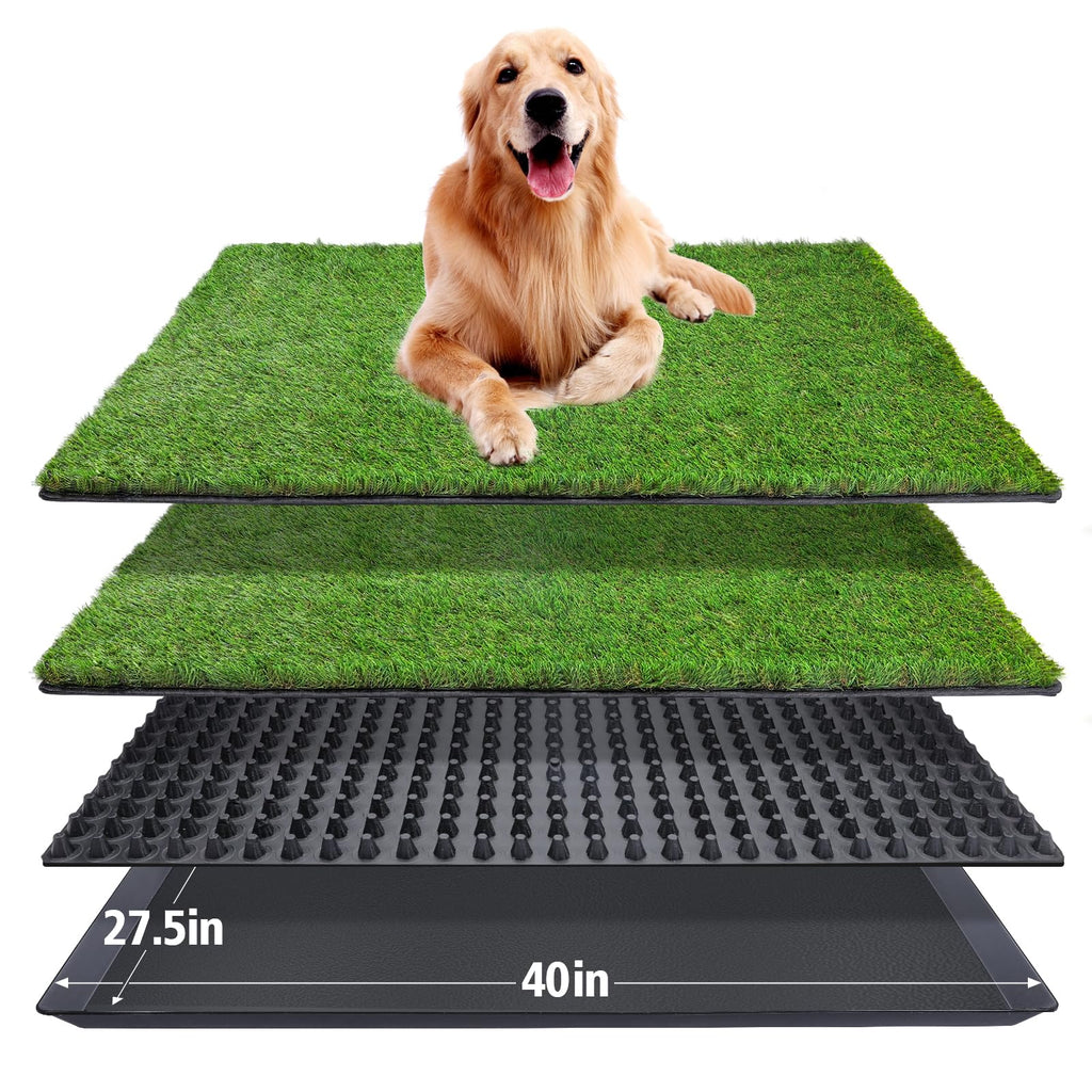 Dog Grass Pad with Tray 40''X27.5'' Artificial Turf Potty D566198