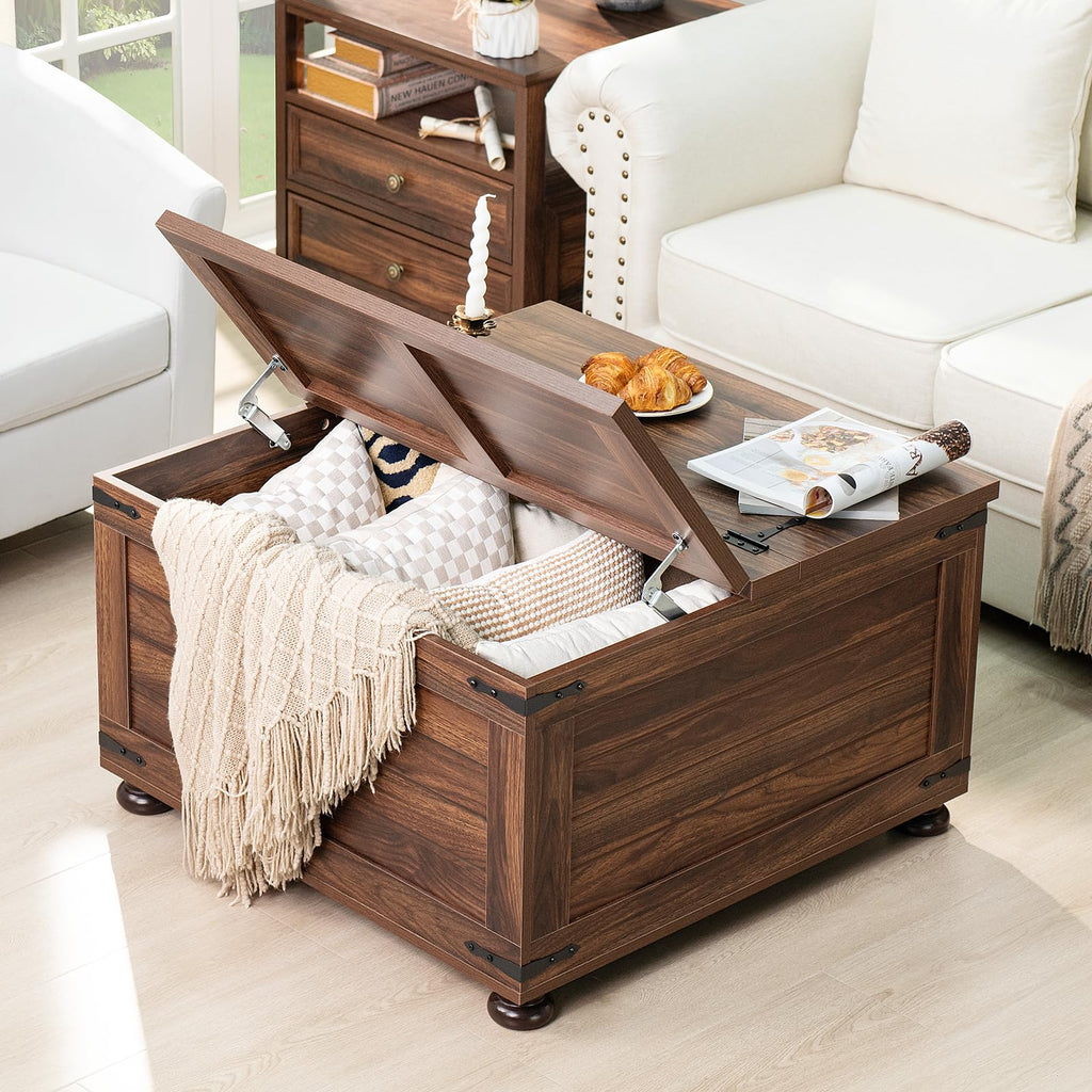 Brown Walnut Coffee Table with Hidden Storage S508