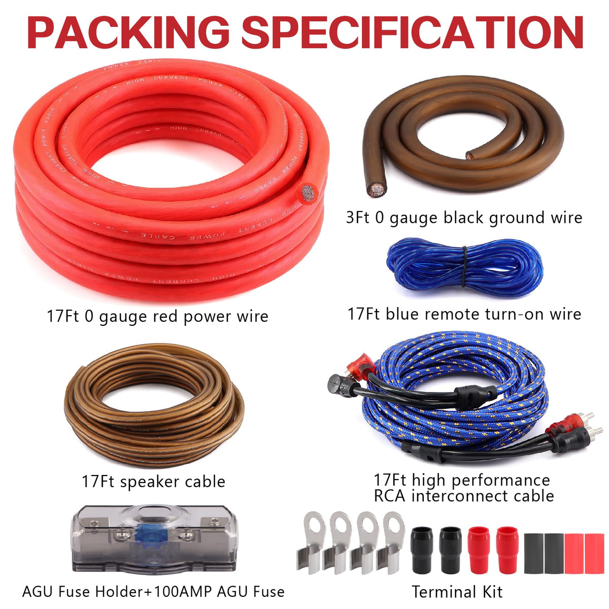 0 Gauge CCA Amplifier Wiring Kit Y750