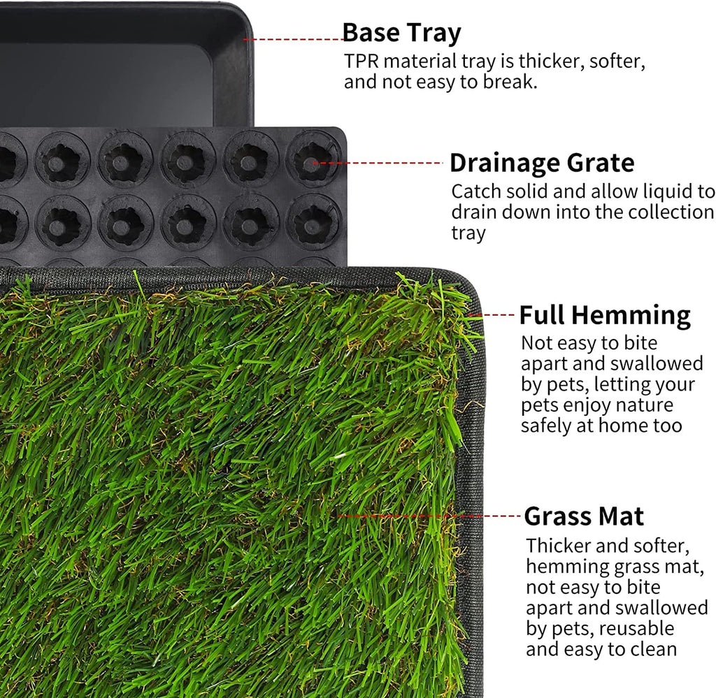Dog Grass Pad with Tray 40''X27.5'' Artificial Turf Potty D566198