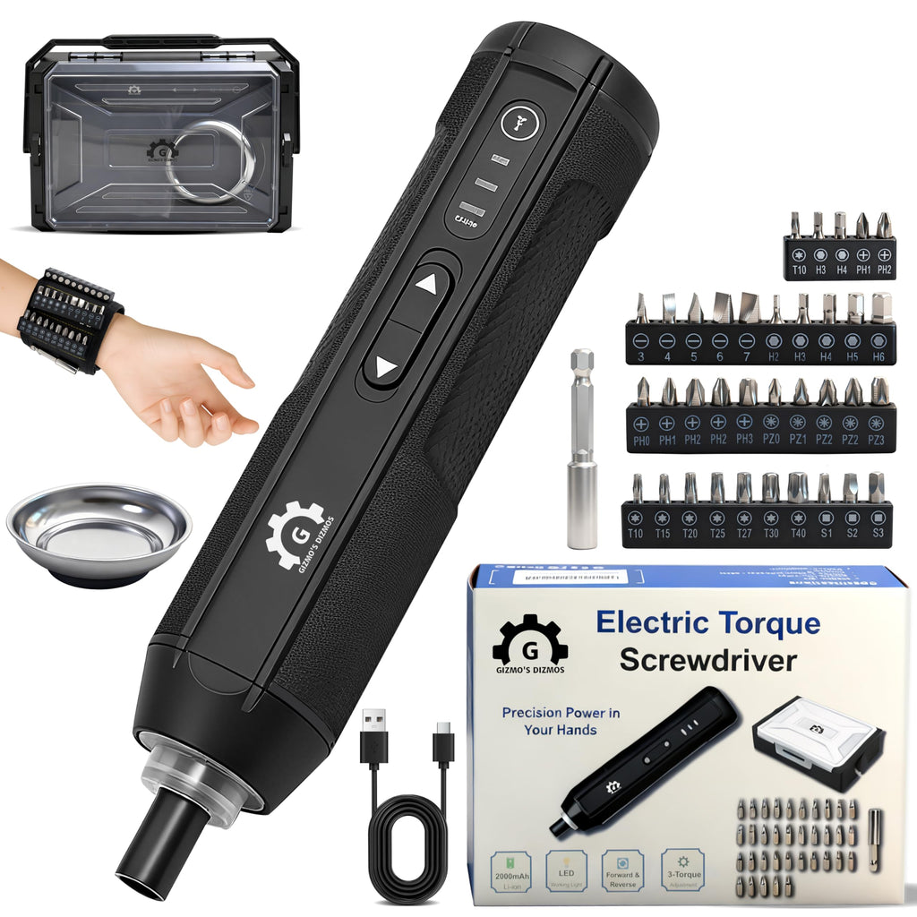 4V Electric Torque Screwdriver Set with 35 Magnetic Bits and Storage Box T87285