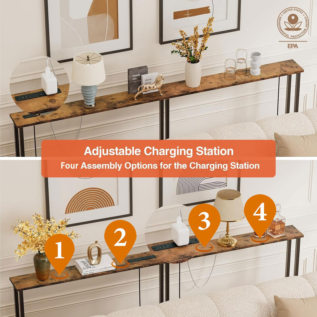 78" Narrow Console Sofa Table with Power Outlets & 2 USB Ports Y345