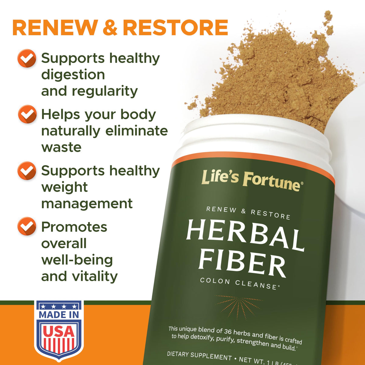 Herbal Fiber Colon Cleanse Powder with Psyllium Husk 1 lb L781253