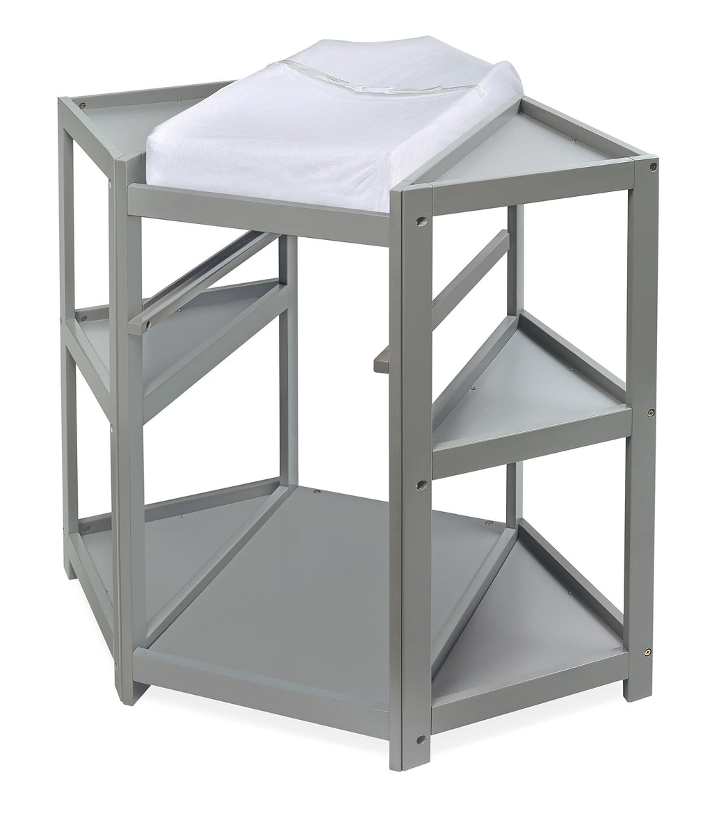Gray Corner Baby Changing Table with Storage Bin I619