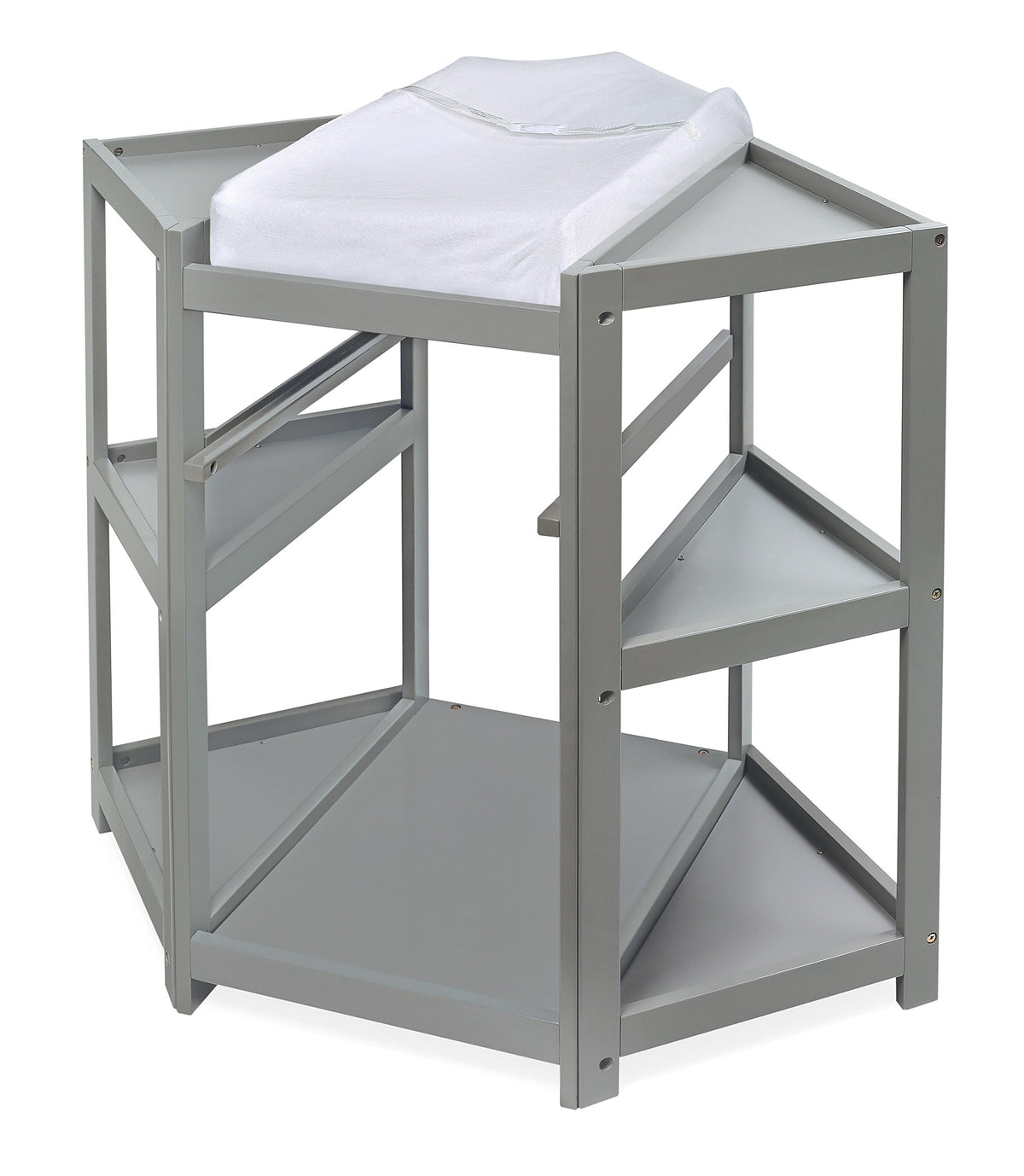 Gray Corner Baby Changing Table with Storage Bin I619
