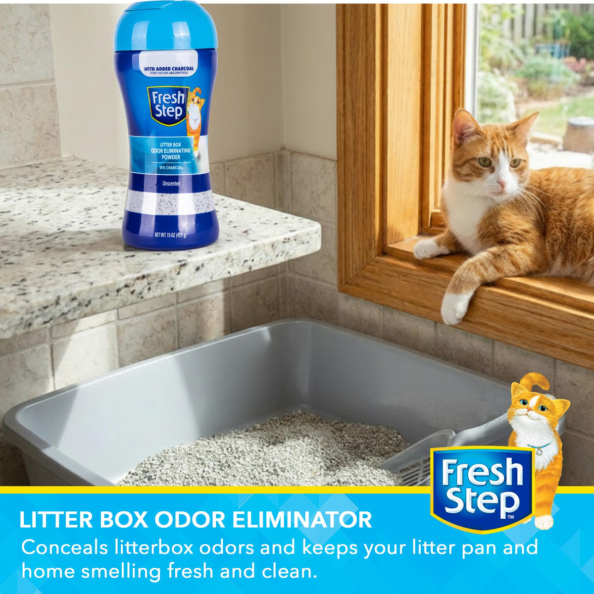 Charcoal Odor Eliminating Cat Litter Box Powder, 15 Oz, 2-Pack Q89016