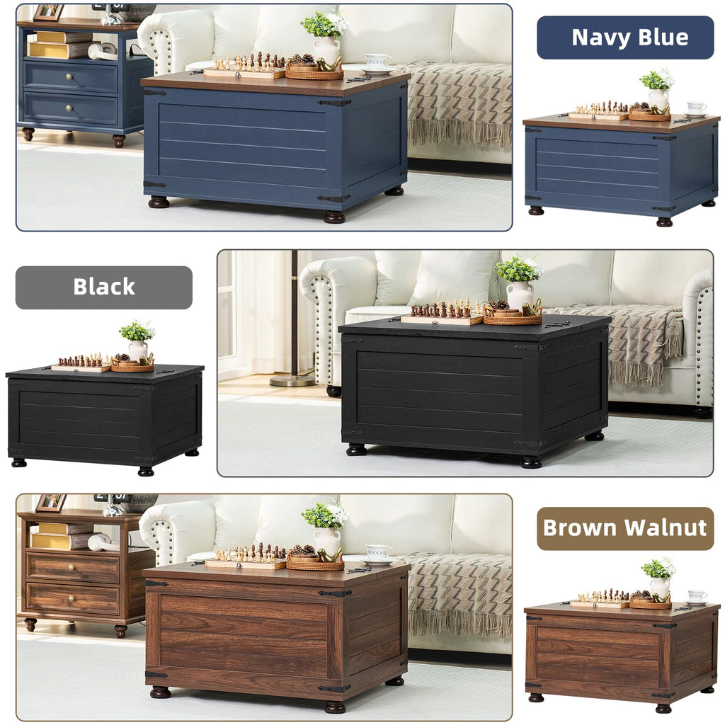 Brown Walnut Coffee Table with Hidden Storage S508