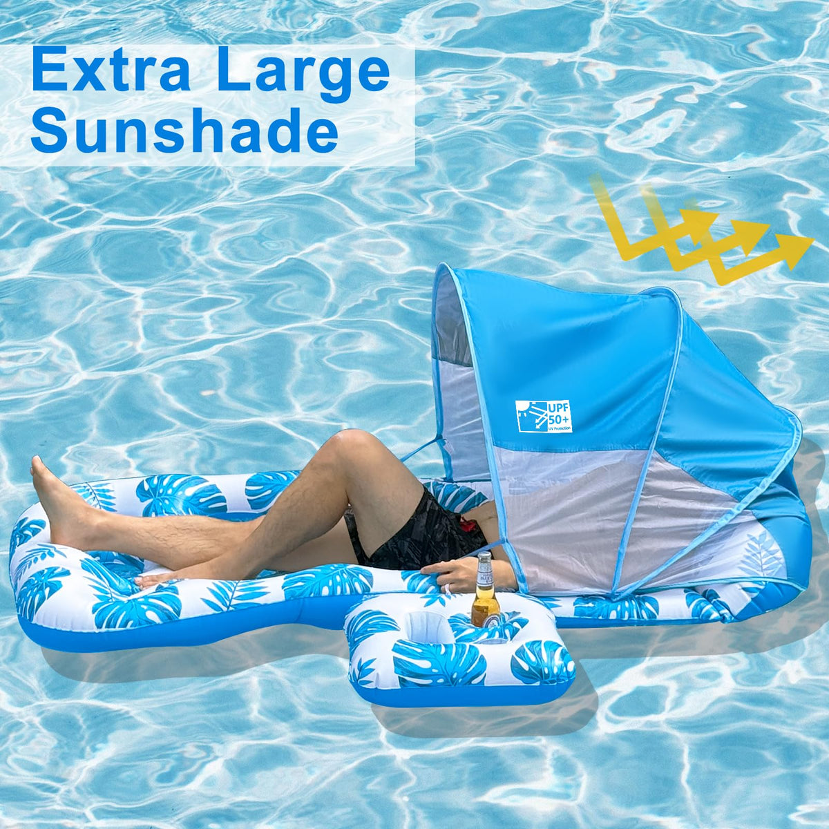 Inflatable Pool Float with UPF 50+ Sunshade Canopy N2694