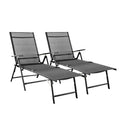 Folding Beach Lounge Chair 2-Pack Grey Textilene L9303