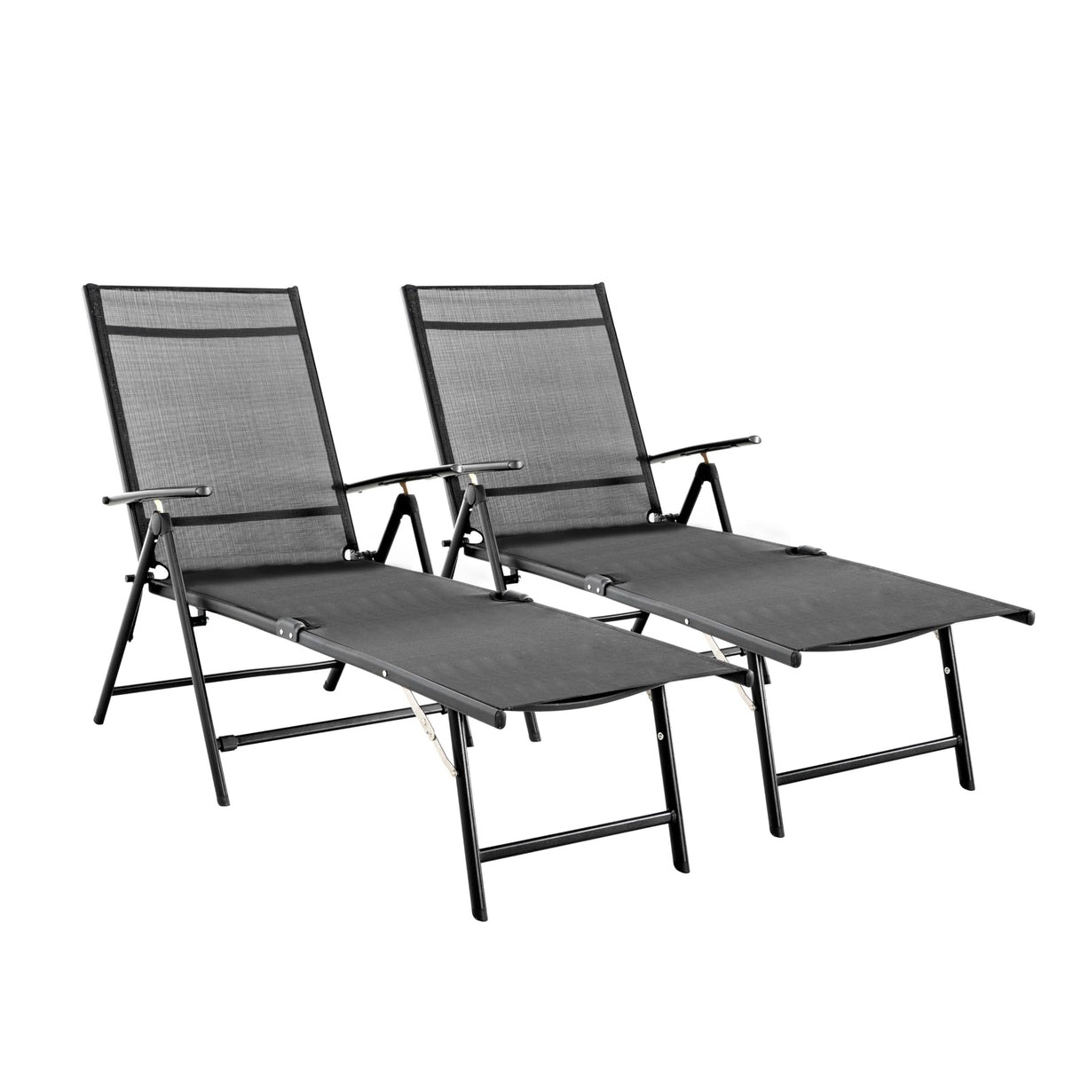 Folding Beach Lounge Chair 2-Pack Grey Textilene L9303