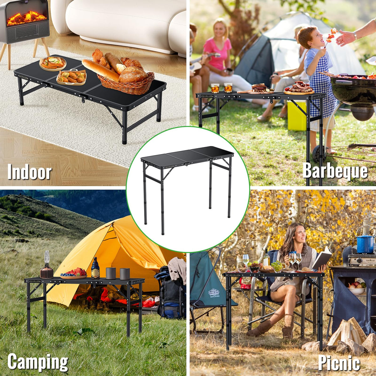 Folding Camping Table 3 Adjustable Height T56008