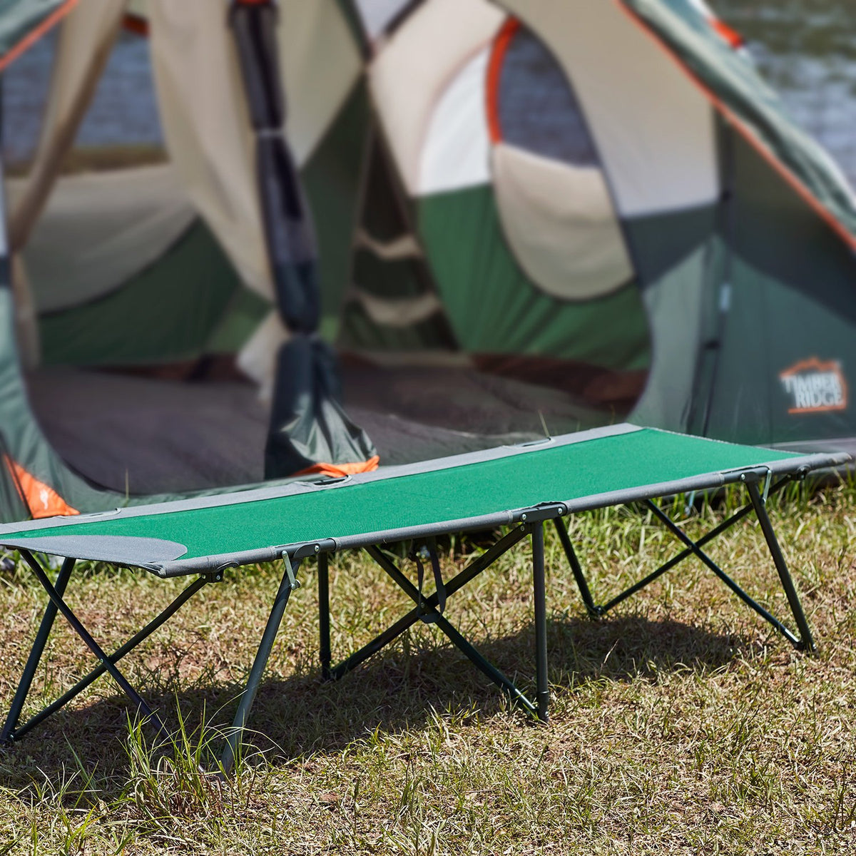Green Folding Camping Cot with Carry Bag L7068