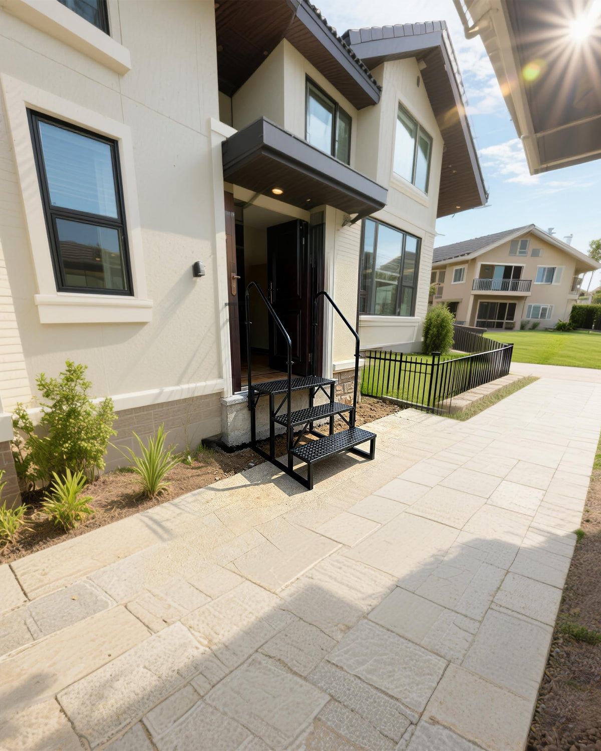 3 Step RV Steps with 2 Handrails J38394
