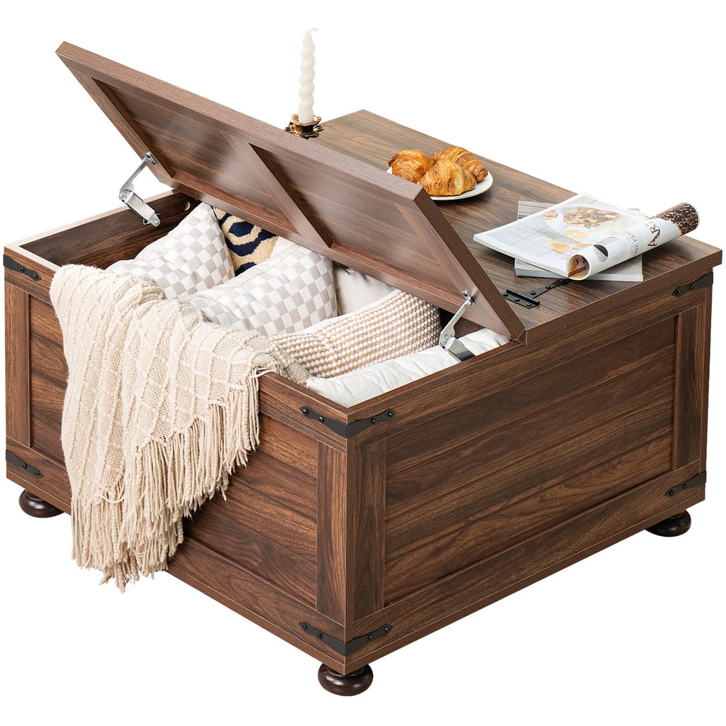Brown Walnut Coffee Table with Hidden Storage S508