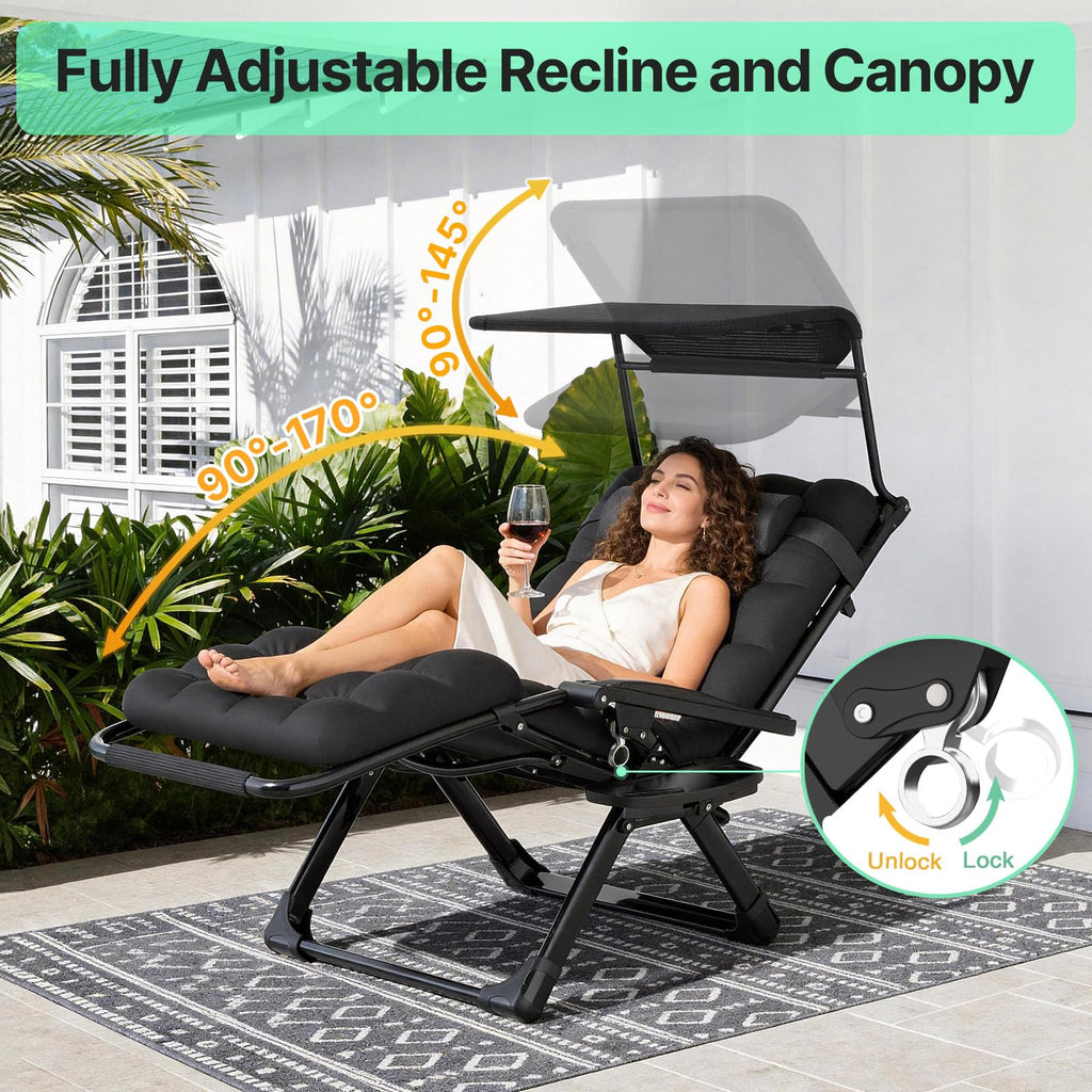 Zero Gravity Reclining Camping Chair with Canopy F50375